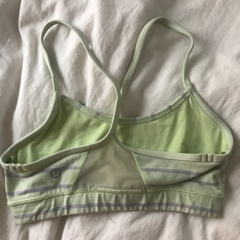 Lululemon neon yellow striped sports bra